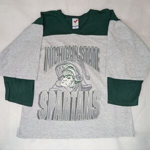 Rare Michigan State Spartans Gruff Sparty Logo Layered T-Shirt 3/4 Length Sleeve